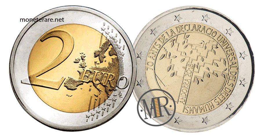 2 Euro Gedenkmünzen Andorra 2018 Allgemeine Erklärung der Menschenrechte