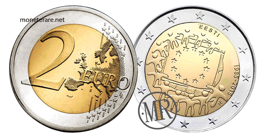 2 Euro Gedenkmünze Estland 2015 Europaflagge