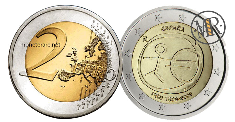 2 Euro Gedenkmünzen Spanien 2009 Wirtschafts- und Währungsunion UEM