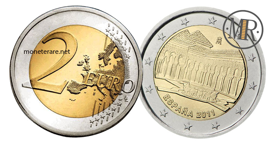 2 Euro Spanien 2011 Gedenkmünze Löwenhof von Granada Weltkulturerbe