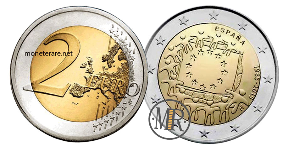 2 Euro Gedenkmünze Spanien 2015 Europäische Flagge