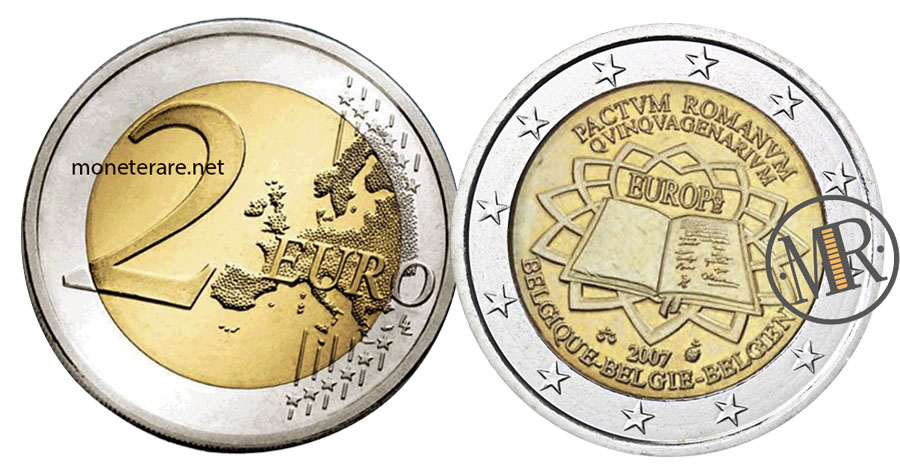 2 Euro Gedenkmünze Belgien 2007 Römische Verträge