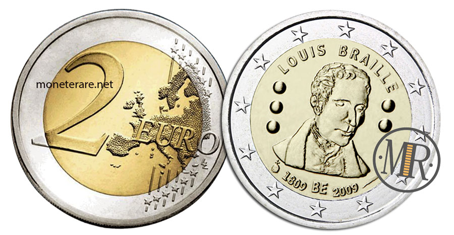 2 Euro Gedenkmünze Belgien 2009 Louis Braille