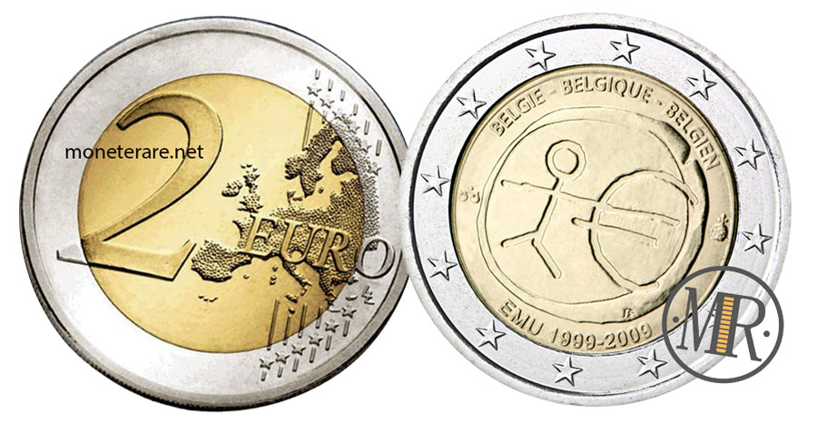 2 Euro Gedenkmünze Belgien 2009 Wirtschafts- und Währungsunion