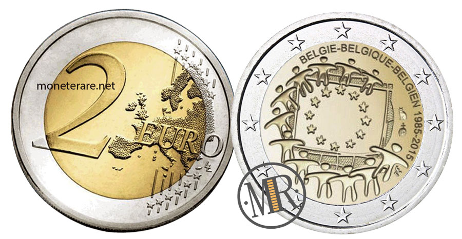 2 Euro Gedenkmünzen Belgien 2015 Europäische Flagge