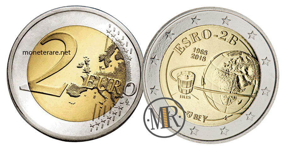 2 Euro Gedenkmünze Belgien 2018 Satellit ESRO-2B