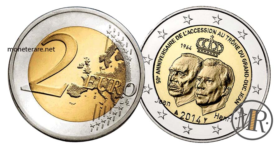 2 Euro Luxemburg 2014 Gedenkmünzen Thronbesteigung von Großherzog Jean (Luxembourg - Letzebuerg)