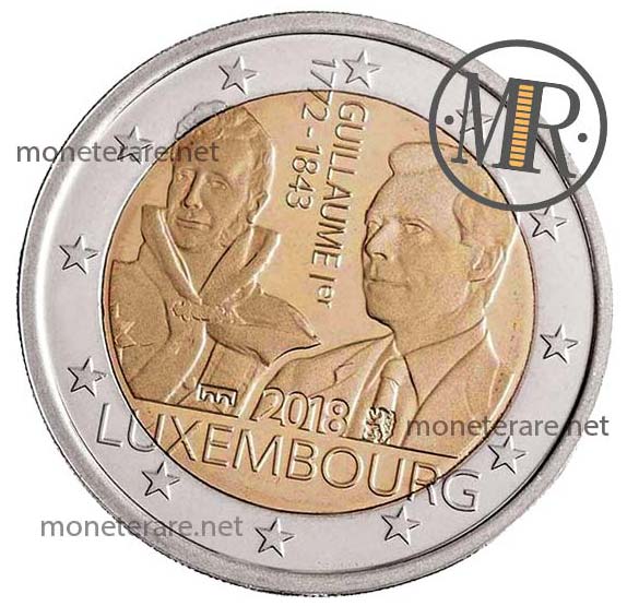 2 Euro Gedenkmünze Luxemburg 2018 175. Jahrestag Tod von Großherzog Guillaume I Dritte Version Spiegel-Finish