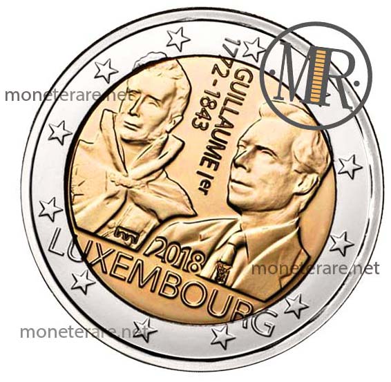2 Euro Gedenkmünze Luxemburg 2018 175. Jahrestag Tod von Großherzog Guillaume I Zweite Version FDC