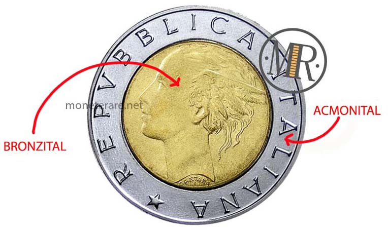 500 Lire Bimetalliche Italia Composizione