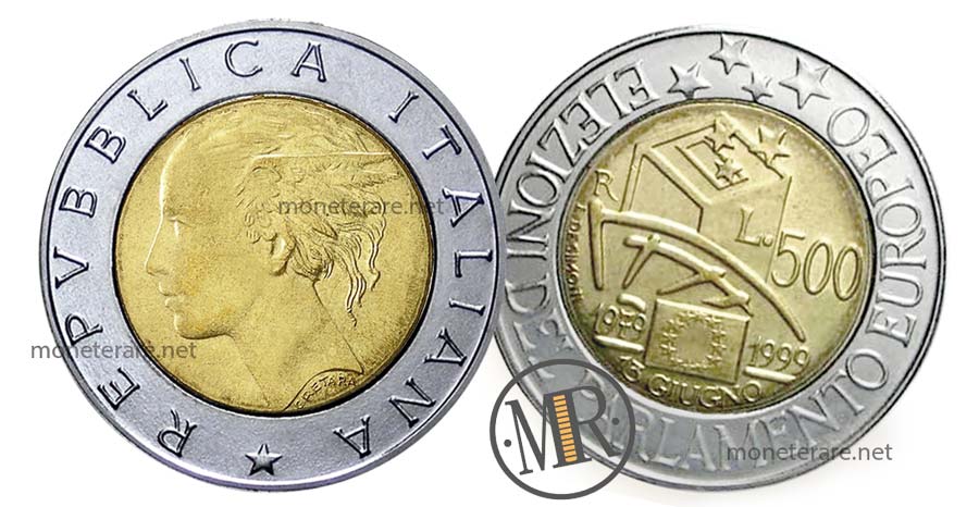 500 Lire Bimetallisch Italien Europawahlen 1999