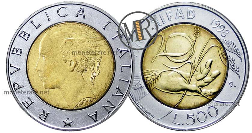500 Lire Bimetallisch Italien IFAD 1998