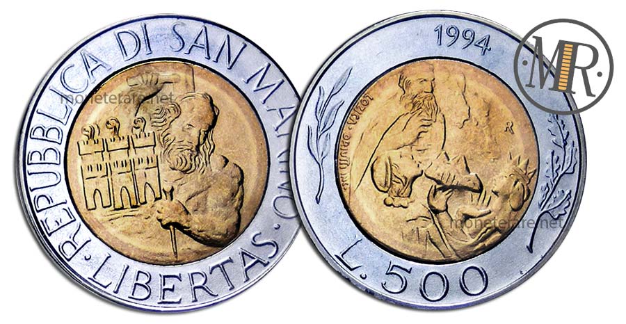 moneta da 500 Lire San Marino Bimetalliche 1994 la Donna Felicissima
