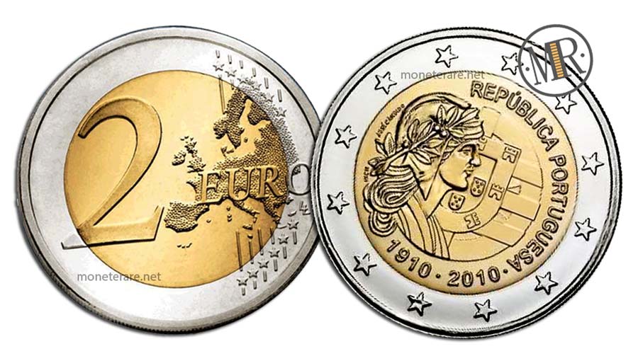 2 Euro Commemorativi Portogallo 2010 Repubblica Portoghese