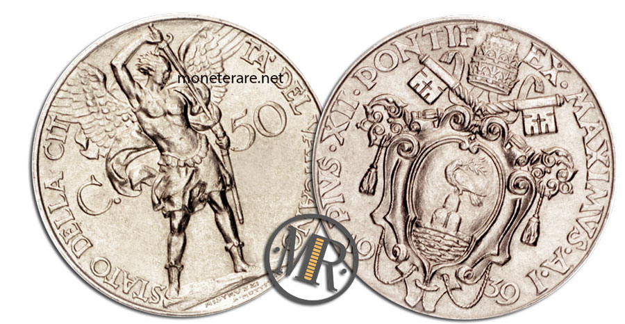 50 Centesimi Lire Vaticano Pio XII 1 Tipo