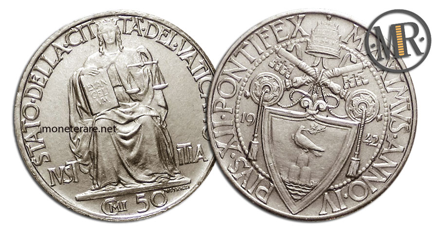 50 Centesimi Vaticano Papa Pio XII 2 tipo