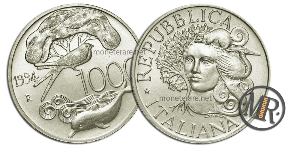 1000 Lire 1994 Flora und Fauna zu schützen