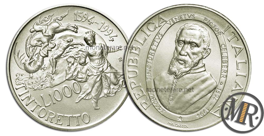 1000 Lire 1994 Jacopo Tintoretto Silbermünze
