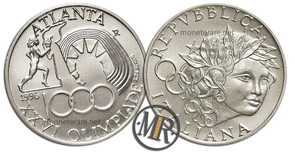 1000 Lire 1996 Olympische Spiele Atlanta Silbermünze