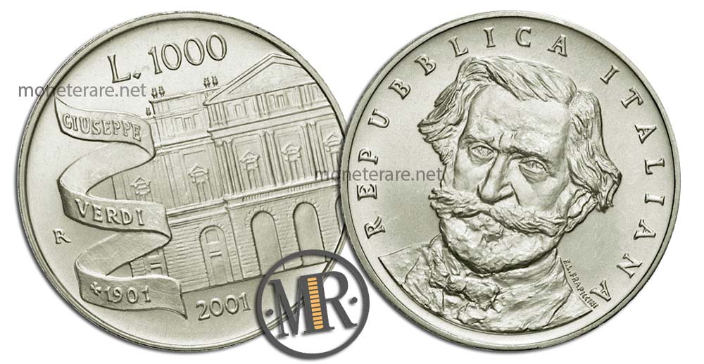 1000 Lire 2001 Giuseppe Verdi Silbermünze