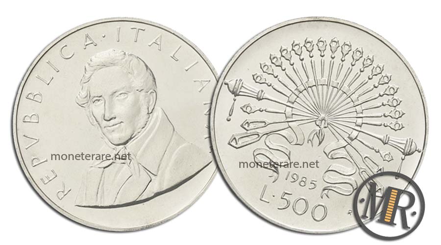 Alessandro Manzoni 500 Lire Gedenkmünze Silber