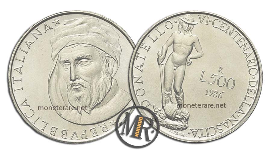 Donatello 500 Lire Commemorative Argento