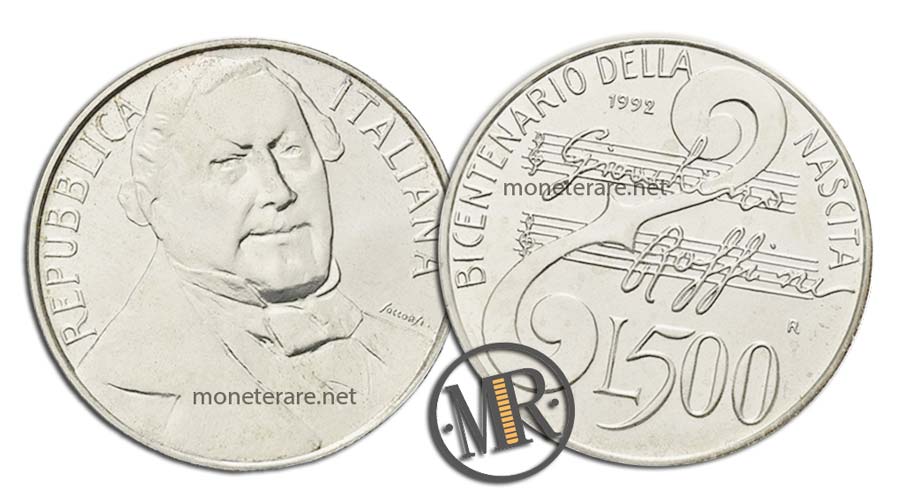 Gioacchino Rossini 500 Lire Gedenkmünze Silber