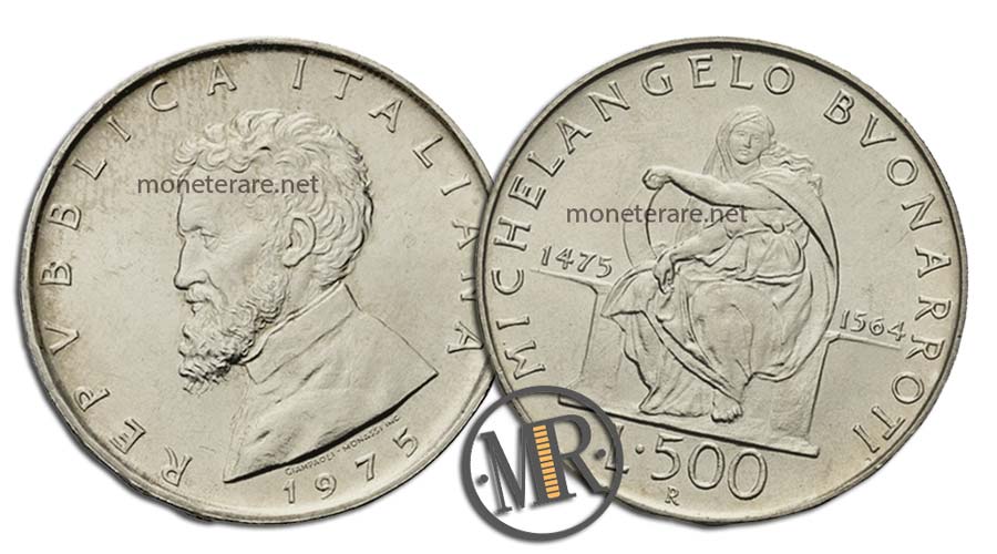Michelangelo Buonarroti 500 Lire Gedenkmünze aus Silber