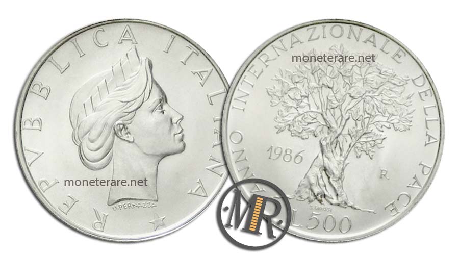 Frieden 500 Lire Gedenkmünze Silber