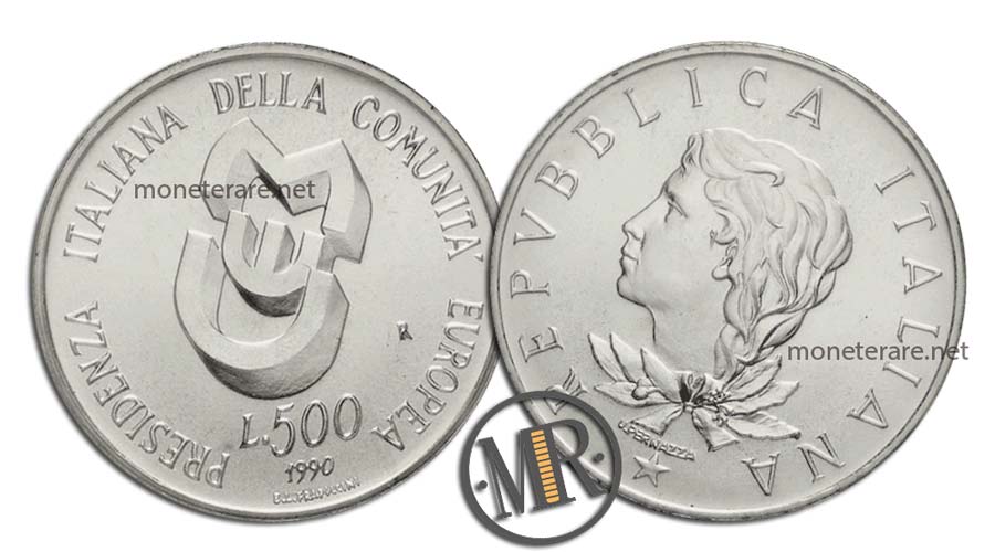 Italienische Präsidentschaft der EWG 500 Lire Gedenkmünze Silber
