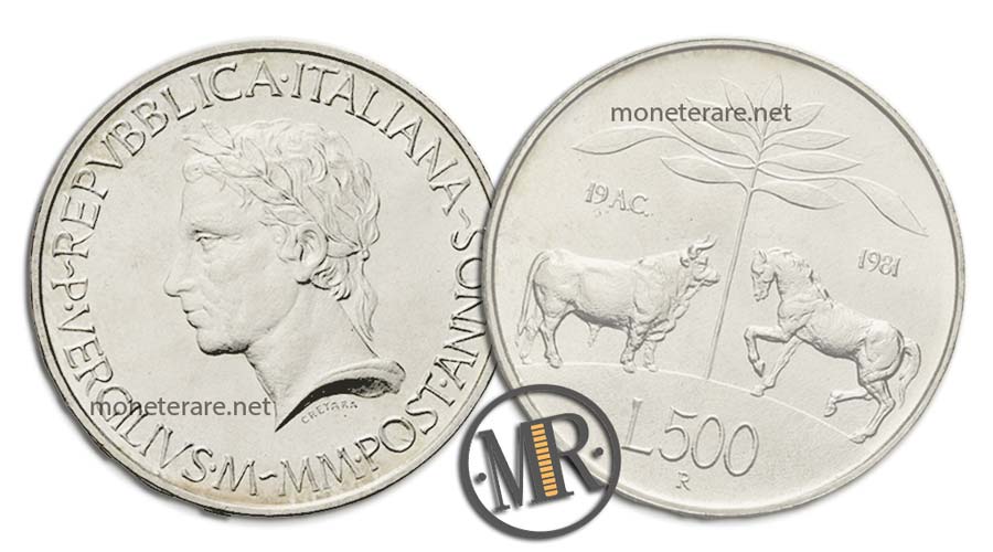 Publio Virgilio Marone 500 Lire Commemorative Argento