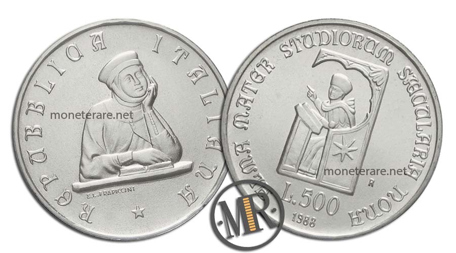 Universität Bologna 500 Lire Gedenkmünze Silber