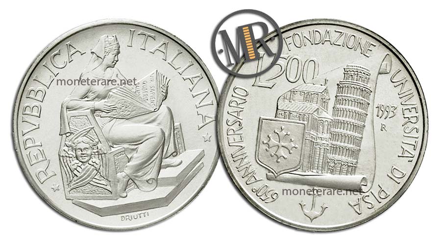Universität Pisa 500-Lire-Gedenkmünze aus Silber