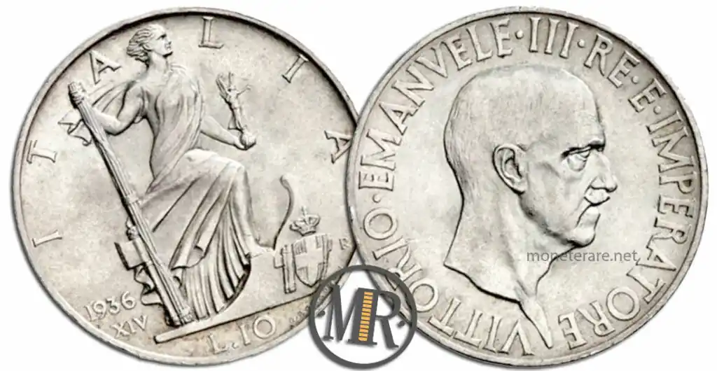 10 Lire Vittorio Emanuele III Impero col valore