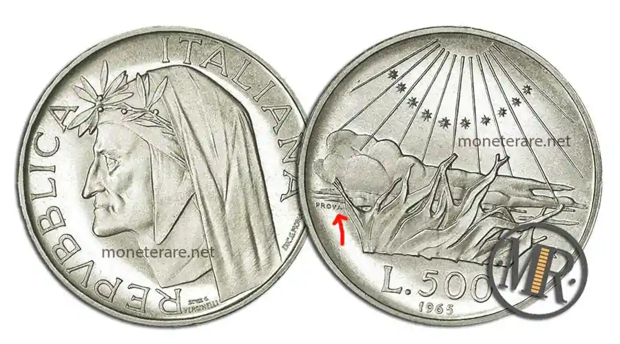 500 Lire Argento - Dante PROVA col valore