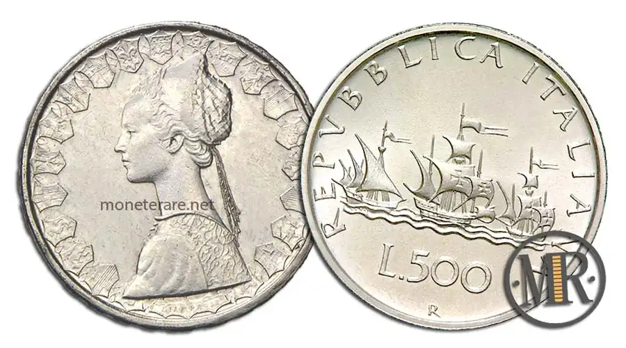 500 Lire Argento Caravelle con il valore