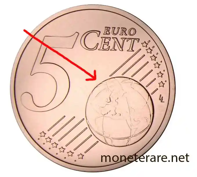 5-Cent-Münze mit Europa zwischen Afrika und Asien