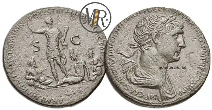 Sesterz von Trajan mit Tigris, Euphrat und Armenien