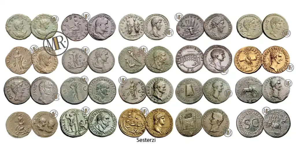 Sammlung der wertvollen römischen Sesterzi