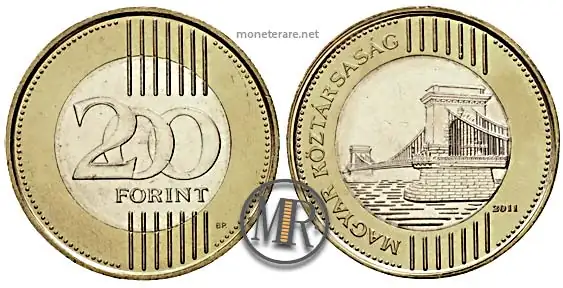 ungarische 200-Forint-Münze (200 ungarische Forint) 2011