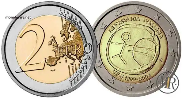 2 Euro Gedenkmünze Italien 2009 10 Jahre Wirtschafts- und Währungsunion