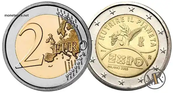 2 Euro Commemorativi Italia 2015 Expo Milano