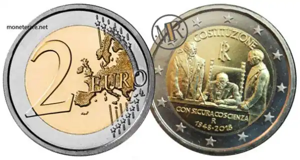 2 Euro Commemorativi Italiani 2018 Settantesimo Anniversario della Costituzione italiana