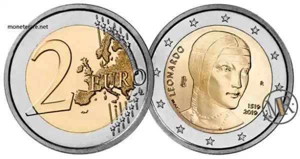 2 Euro Commemorativi Italia 2019  Leonardo da Vinci