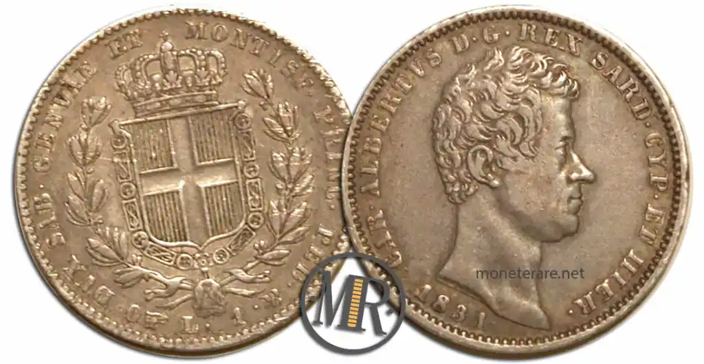 1 Lira Carlo Alberto Regno di Sardegna