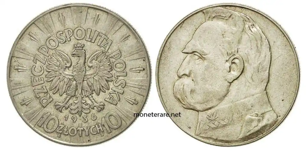 Polnische Münze 10 Zlotych 1936