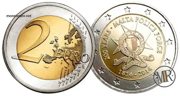2-Euro-Gedenkmünze Malta 2014 200 Jahre Malta-Polizeikorps