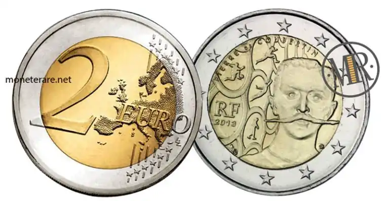 Französische 2-Euro-Münze 2013 – Pierre de Coubertin