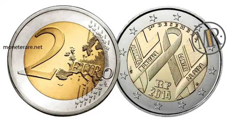Französische 2-Euro-Gedenkmünze 2014 – Kampf gegen AIDS