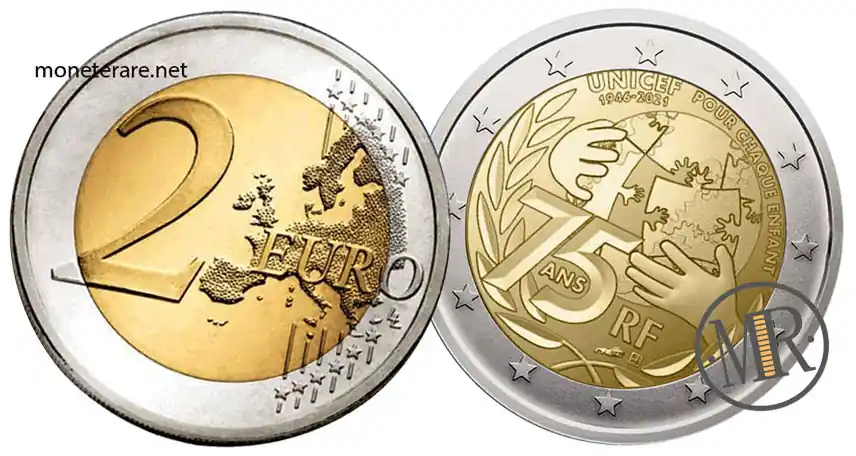 2 Euro Gedenkmünze Frankreich 2021 UNICEF